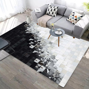 Black and White Small Cube Combination Pattern Modern Geometric Simple Rugs for Living Room Dining Room Bedroom