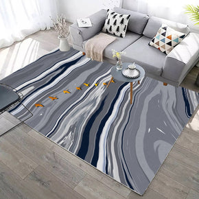 Grey Blue Lines Pattern Modern Simple Rugs for Living Room Dining Room Bedroom