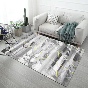 Grey Water Ink Stripes Pattern Modern Rugs for Living Room Dining Room Bedroom