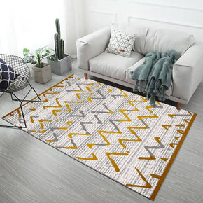 Gray Yellow Wavy Lines Pattern Modern Simplicity Rugs for Living Room Dining Room Bedroom