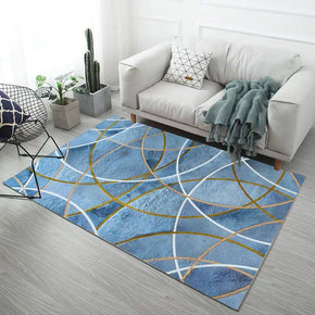 Intersecting Lines Pattern Blue Modern Simplicity Rugs for Living Room Dining Room Bedroom