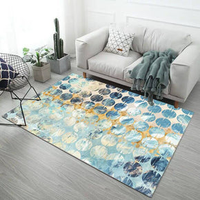 Blue Circle Pattern Modern Simplicity Geometric Rugs for Living Room Dining Room Bedroom