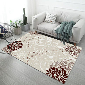 Simple Printed Pattern Beige Modern Rugs for Living Room Dining Room Bedroom