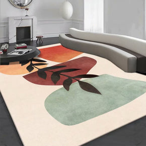 Color Block And Plant Pattern Modern Rug For Bedroom Living Room Sofa Rugs Floor Mat