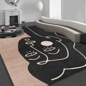 Black Stick Figure Pattern Modern Rug For Bedroom Living Room Sofa Rugs Floor Mat