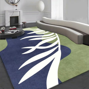 Abstract Leaf Pattern Blue Green Modern Rug For Bedroom Living Room Sofa Rugs Floor Mat