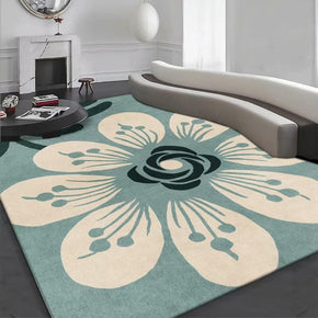 Blue Flower Print Pattern Modern Rug For Bedroom Living Room Sofa Rugs Floor Mat