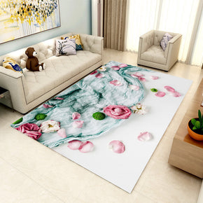 Beautiful Pink Flower Printed Pattern Rugs for Living Room Dining Room Bedroom