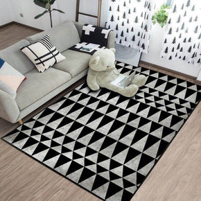 Black Geometric Triangle Printed Pattern Rugs for Living Room Dining Room Bedroom