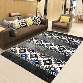 Gradient Black Moroccan Printed Pattern Rugs for Living Room Dining Room Bedroom