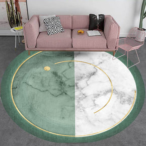 Green White Marble Pattern Round Rugs for Living Room Dining Room Kids room