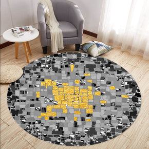 Abstract Grey Golden Square Pattern Rugs for Living Room Dining Room Kids room