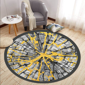 Black Annual Ring Pattern Round Printed Rugs for Living Room Dining Room Kids room