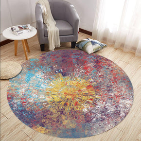 Abstract Red Pattern Round Printed Rugs for Living Room Dining Room Hall Bedroom