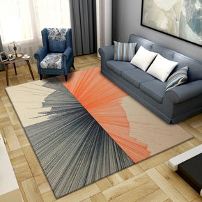 Orange Radial Shape Pattern Area Rugs for Living Room Dining Room Bedroom Hall