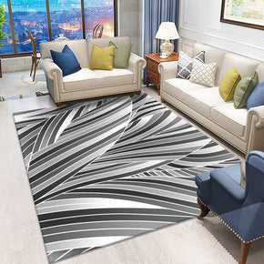 Grey Striped Leaf Shape Pattern Area Rugs for Living Room Dining Room Bedroom Hall