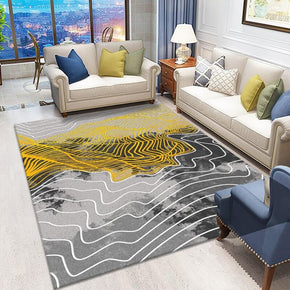 Yellow Lines Pattern Area Rugs for Living Room Dining Room Bedroom Hall