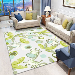 Green Fawns Pattern Area Rugs for Living Room Dining Room Bedroom Hall
