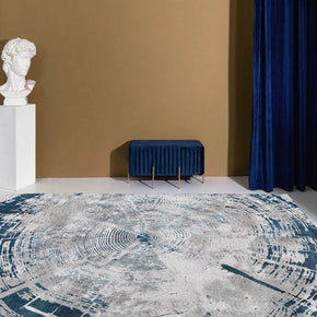 Blue Grey Spiral Circle Pattern Modern Light Luxury Rug For Bedroom Living Room Sofa Rugs Floor Mat