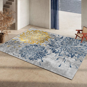 Blue Yellow Line Flowers Pattern Modern Light Luxury Rug For Bedroom Living Room Sofa Rugs Floor Mat