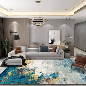 Blue Gray Abstract Gradient Pattern Modern Light Luxury Rug For Bedroom Living Room Sofa Rugs Floor Mat