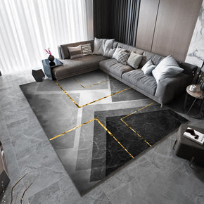 Black Gray Geometric Pattern Modern Rug For Bedroom Living Room Sofa Rugs Floor Mat