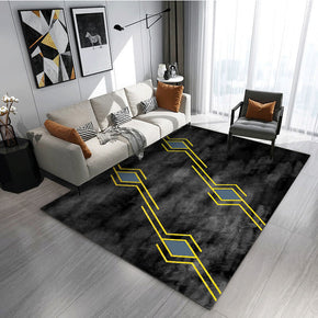 Black Gold Lines Geometric Pattern Modern Rug For Bedroom Living Room Sofa Rugs Floor Mat