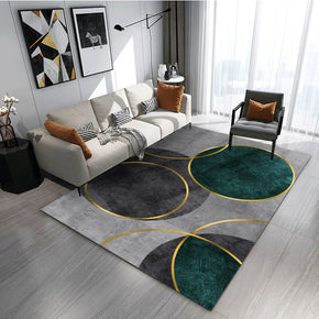 Black Green Circular Geometric Pattern Modern Rug For Bedroom Living Room Sofa Rugs Floor Mat
