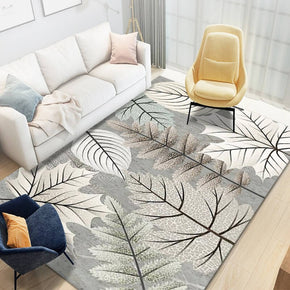 Grey Leaves Pattern Area Rugs for Living Room Dining Room Bedroom Hall