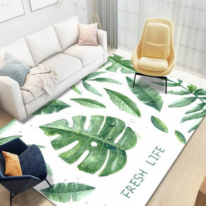 02 Green Leaves Pattern Area Rugs for Living Room Dining Room Bedroom Hall