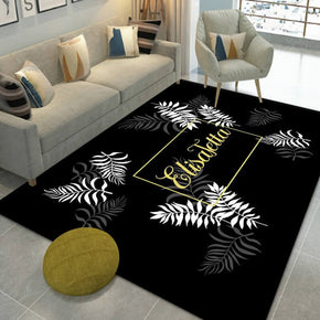 White Leaves Pattern Area Rugs for Living Room Dining Room Bedroom Hall