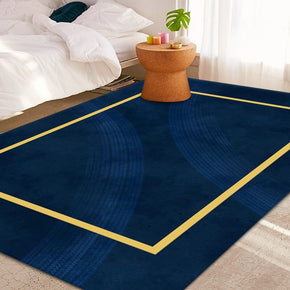 Blue Minimalist Line Pattern Modern Geometric Rugs For Living Room Dining Room Bedroom