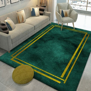 Green Double Lines Pattern Modern Geometric Rugs For Living Room Dining Room Bedroom