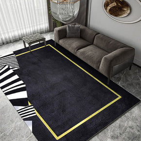 Black Modern Minimalist Geometric Pattern Rugs For Living Room Dining Room Bedroom