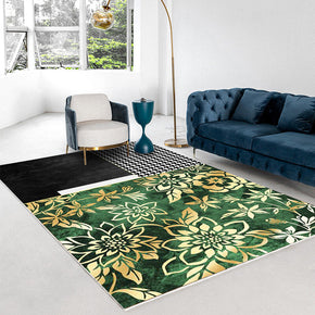 Green Modern Minimalist Flowers Pattern Rugs For Living Room Dining Room Bedroom