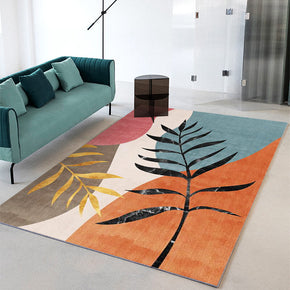 Simple Leaves Abstract Color Block Pattern Rugs For Living Room Dining Room Bedroom