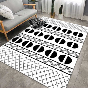 Moroccan Black Lines Pattern Printed Rugs for Living Room Hall Dining Room Office