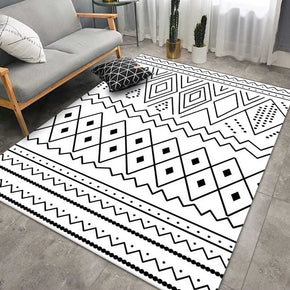 Moroccan Black Diamond Lines Pattern Printed Rugs for Living Room Hall Dining Room Office