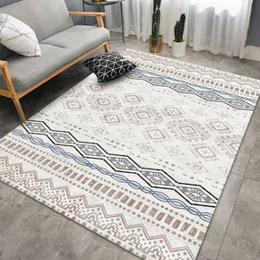 Brown Moroccan Lines Pattern Printed Rugs for Living Room Hall Dining Room Office
