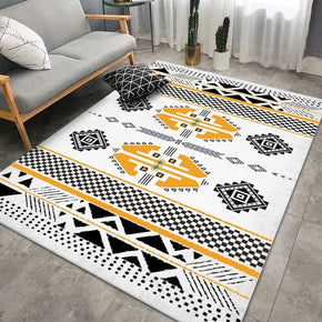 Yellow Black Lines Moroccan Pattern Simple Printed Rugs for Living Room Hall Dining Room Office