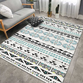 Light Blue Moroccan Pattern Simple Printed Rugs for Living Room Hall Dining Room Office