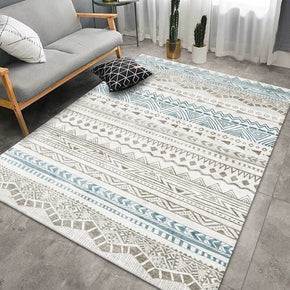 Moroccan Light Blue Grey Simple Pattern Printed Rugs for Living Room Hall Dining Room Office