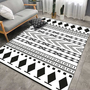 Moroccan Black Pattern Minimalist Printed Rugs for Living Room Hall Dining Room Office