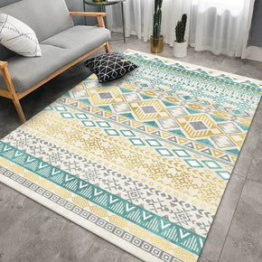 Yellow Green Moroccan Pattern Minimalist Printed Rugs for Living Room Hall Dining Room Office