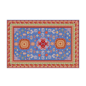 Blue Vintage Area Rugs Printed Carpets Polyester Floor Mat for Living Room Hall Office
