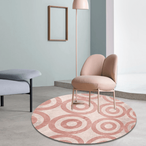 Pink Round Pattern Printed Round Rugs for Living Room Bedroom Office