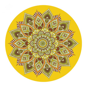 Yellow Flower Pattern Round Area Rugs for Living Room Office Bedroom Office Hall