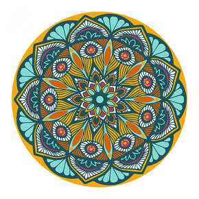 Bohemian Round Flower Blue Yellow Pattern Area Rugs for Living Room Office Office Hall
