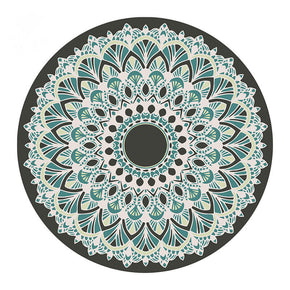 Bohemian Light Blue Round Flower Pattern Area Rugs for Living Room Office Office Hall