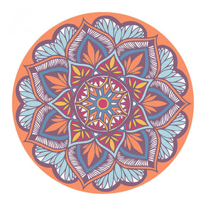 Bohemian Orange Floral Pattern Round Area Rugs for Living Room Office Office Hall